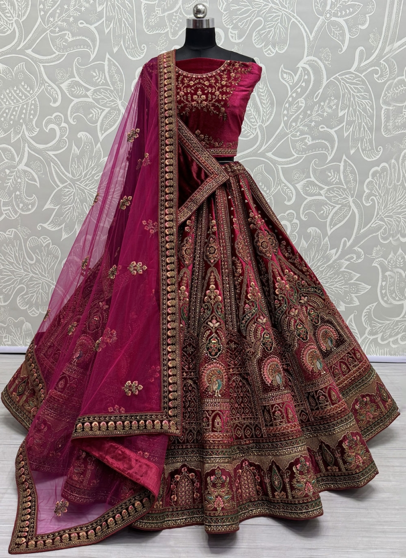 Pristine Diamond Maroon and Rani Trendy Lehenga Choli