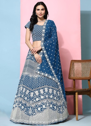 Pure Georgette Blue Readymade Lehenga Choli