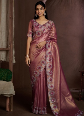 Purple and Wine Color Traditional Saree