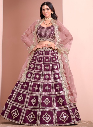 Purple Art Silk Lehenga Choli