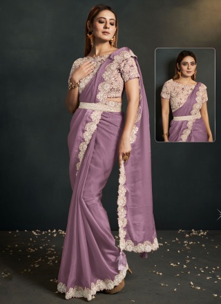 Purple Crepe Silk Classic Saree