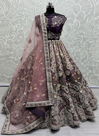 Purple Dori Work Wedding Lehenga Choli