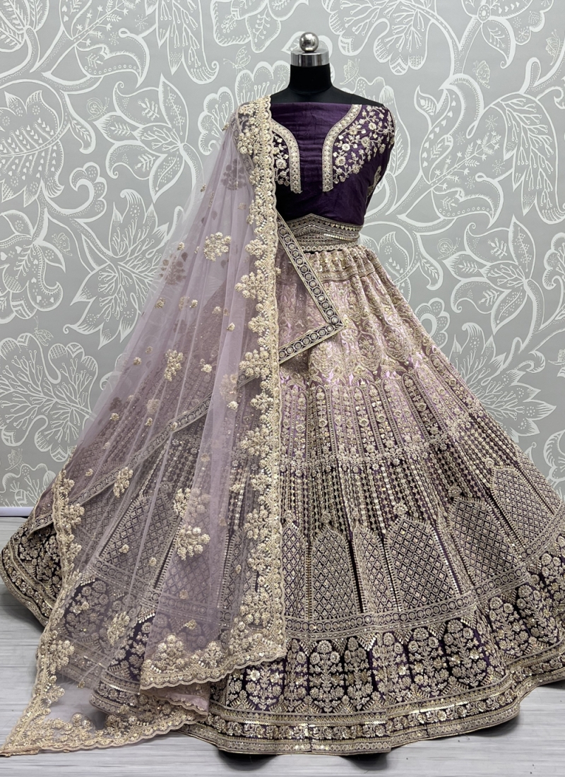 Buy Purple Sequin Lehenga Choli Online At Zeel Clothing