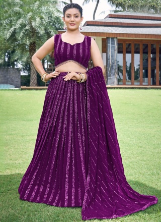 Purple Faux Georgette Readymade Lehenga Choli