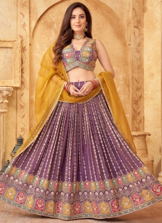 Purple Georgette Readymade Lehenga Choli