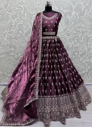 Purple Khatli Work Mehndi Trendy Lehenga Choli