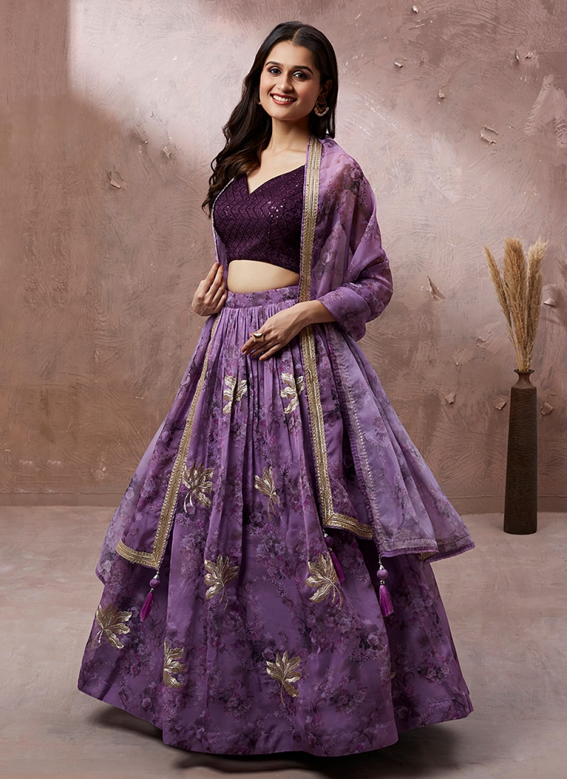 Purple Designer Wedding Engagement Reception Lehenga In Net SRYS50504H –  ShreeFashionWear