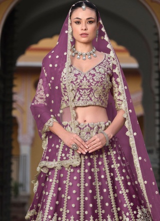 Purple Reception Designer Lehenga Choli