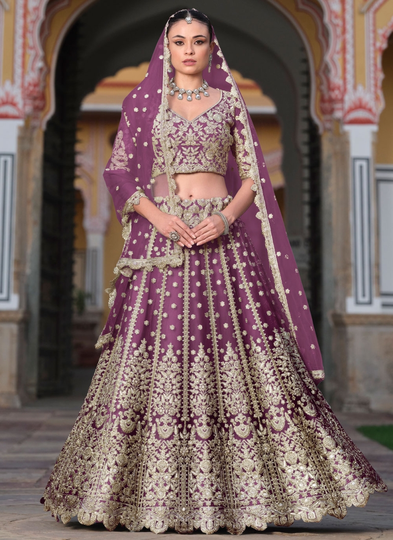 Purple Reception Designer Lehenga Choli