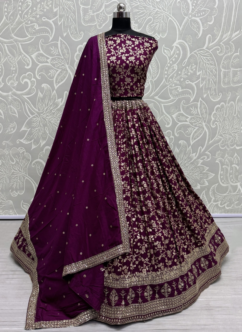 Purple Sequins Designer Lehenga Choli