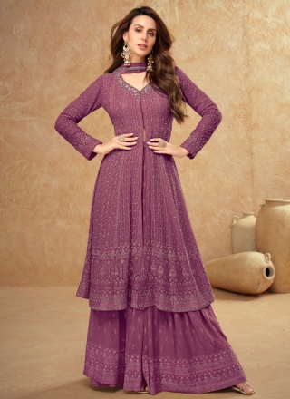 Purple Sequins Readymade Salwar Kameez