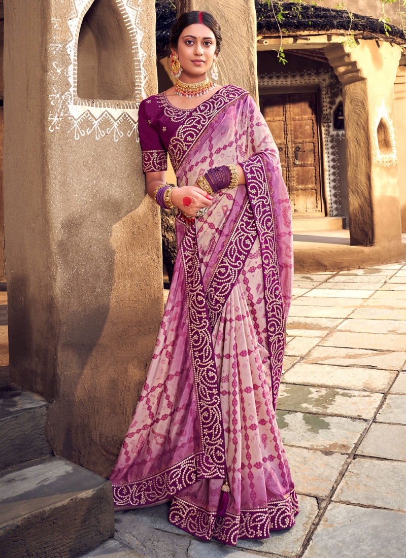 Mauve Purple color designer dola silk saree with contrast blouse – TYAAR  INDIA