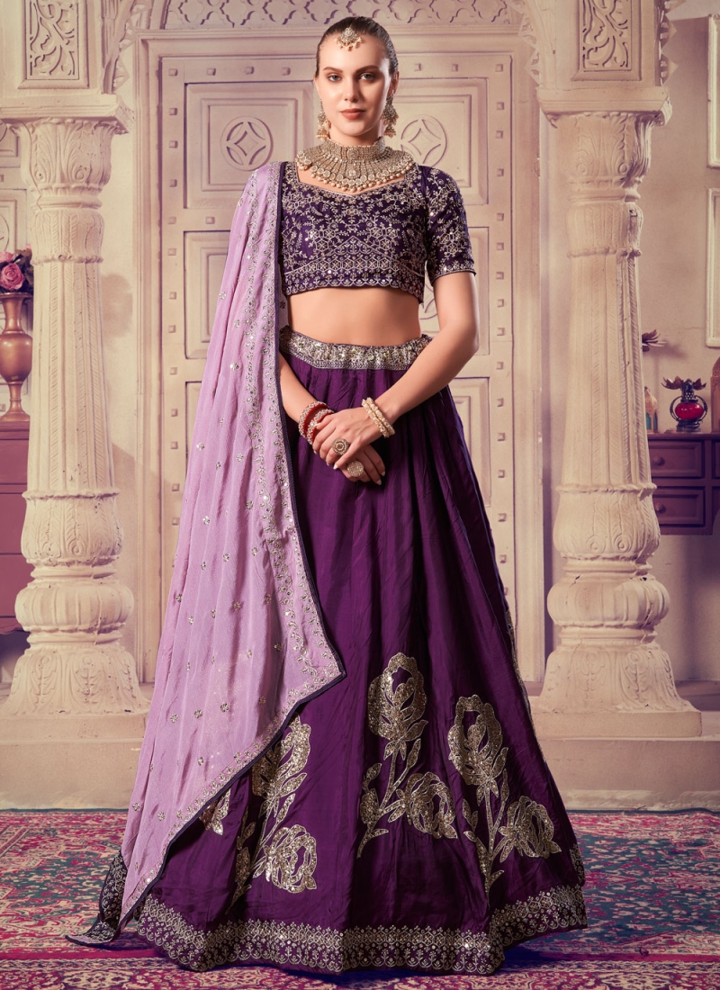 Purple Viscose Ceremonial Readymade Lehenga Choli