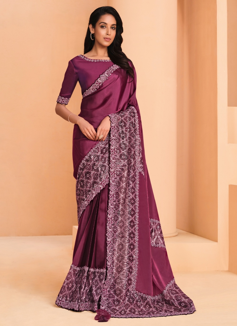 Radiant Crepe Silk Pink Classic Saree