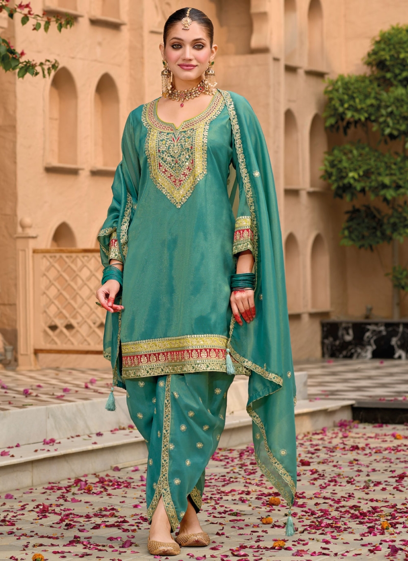 Rama Shimmer Embroidered Trendy Salwar Kameez