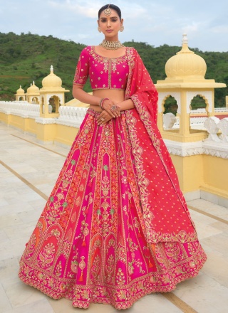 Rani and Red Zari Silk Trendy Lehenga Choli