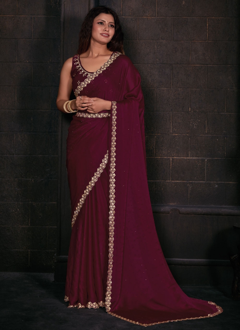 Rani Color Contemporary Saree