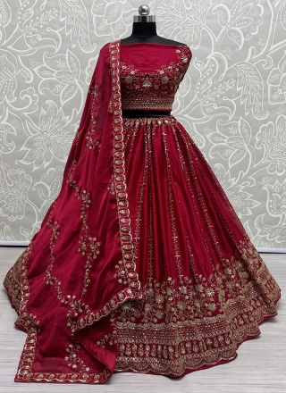 Rani Embroidered Chiffon Satin Designer Lehenga Choli