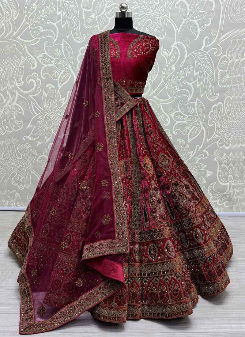 Rani Velvet Wedding Designer Lehenga Choli