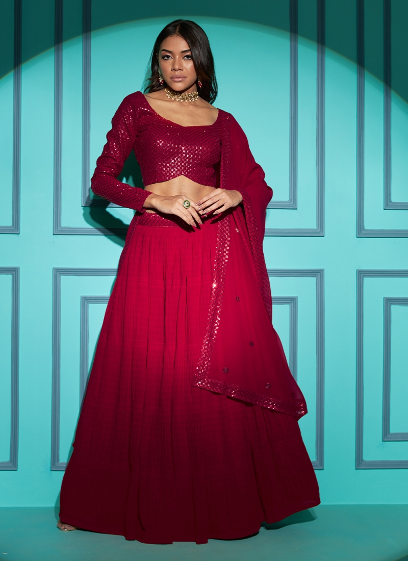 Ravishing Maroon Net Lehenga Choli