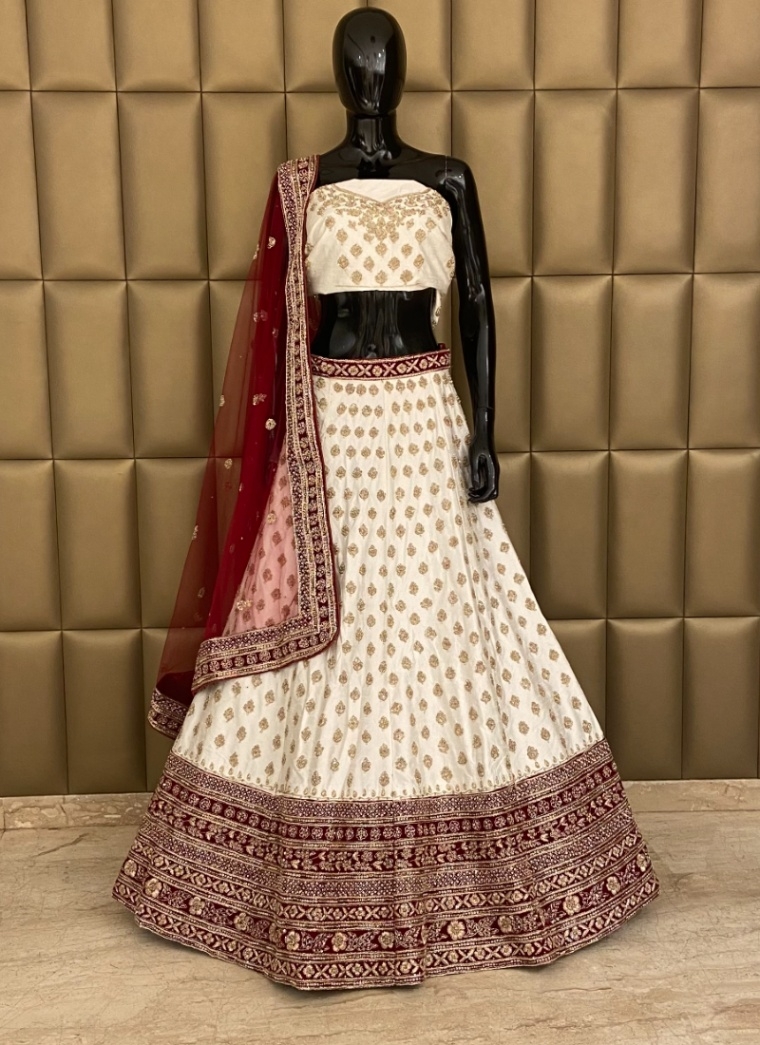 Raw Silk Wedding Designer Lehenga Choli