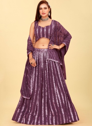 Readymade Lehenga Choli Embroidered Faux Georgette in Mauve 