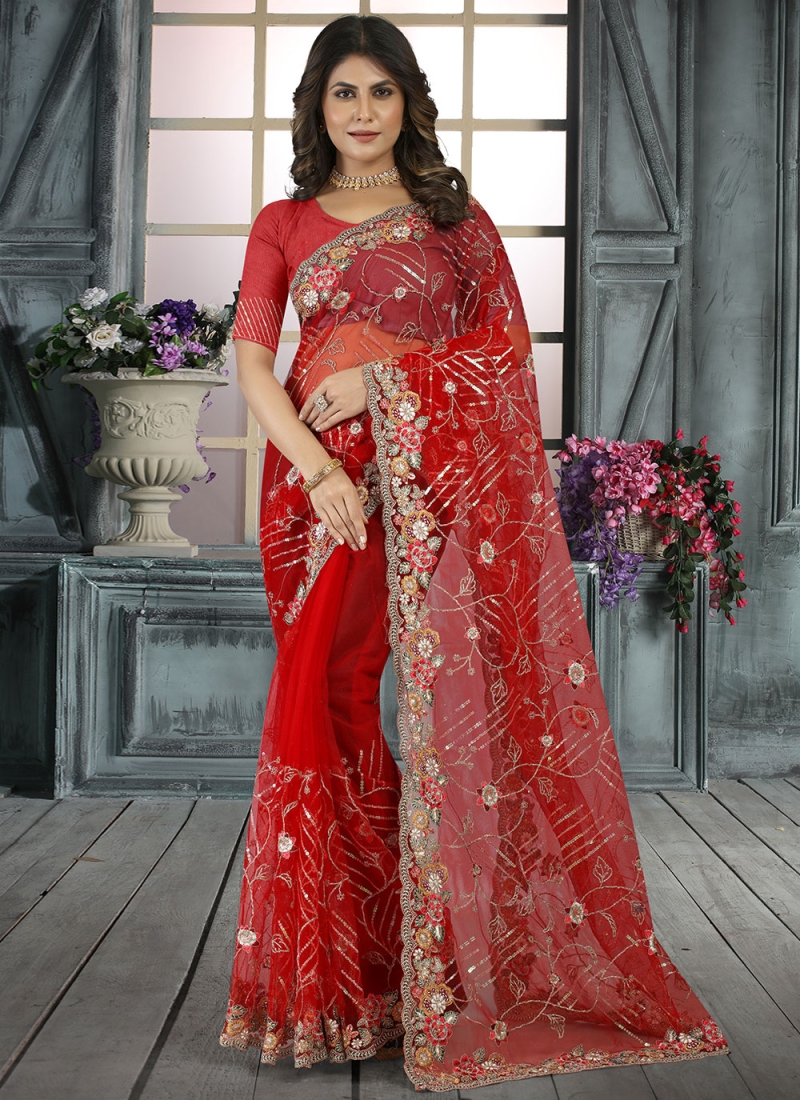 Buy Bollywood Model Red color pooja wear saree in UK, USA and Canada | Saree,  Bollywood saree, Lace saree