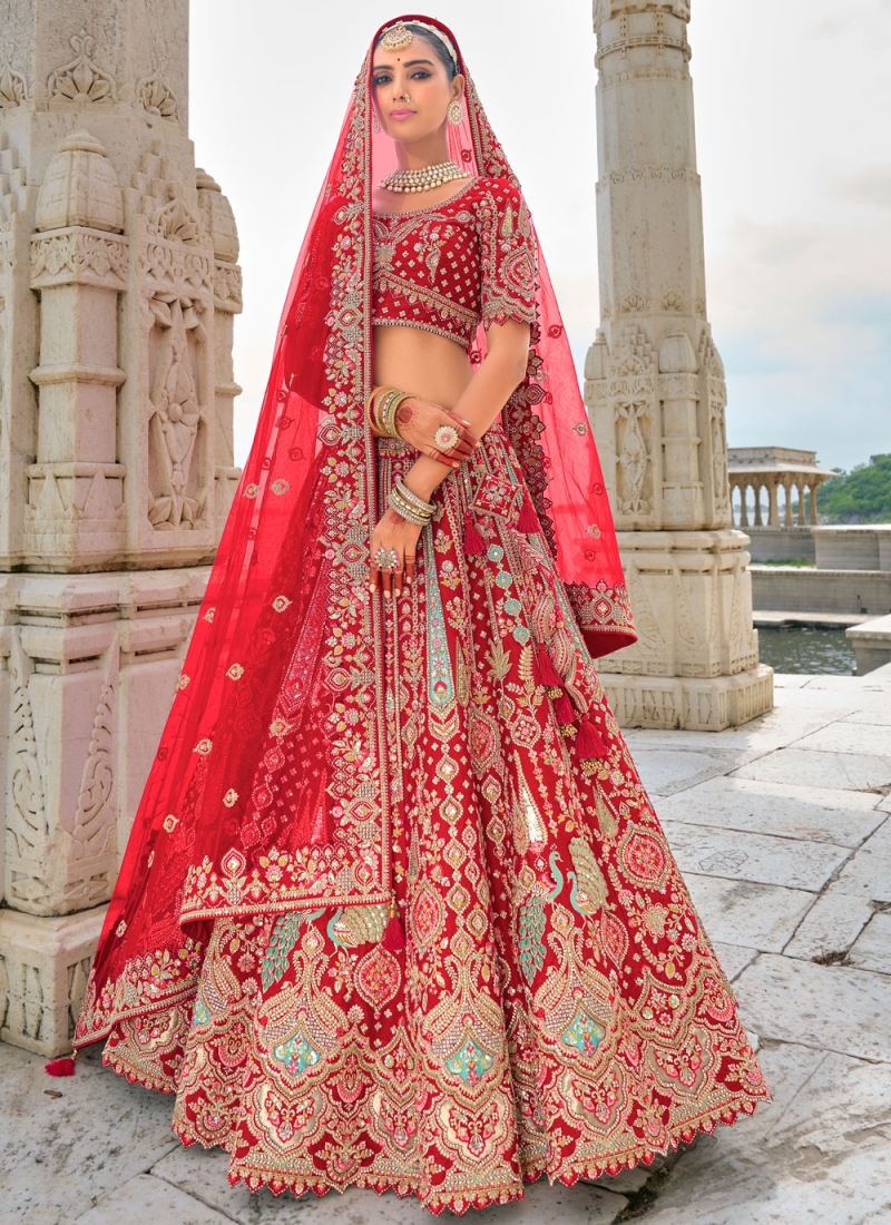 Red Embroidered Wedding Lehenga Choli