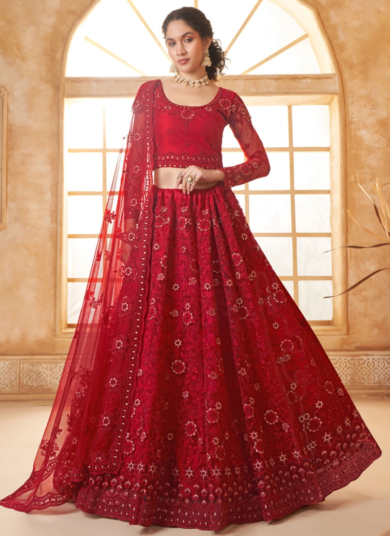 Red Floral Patterns Designer Lehenga Choli