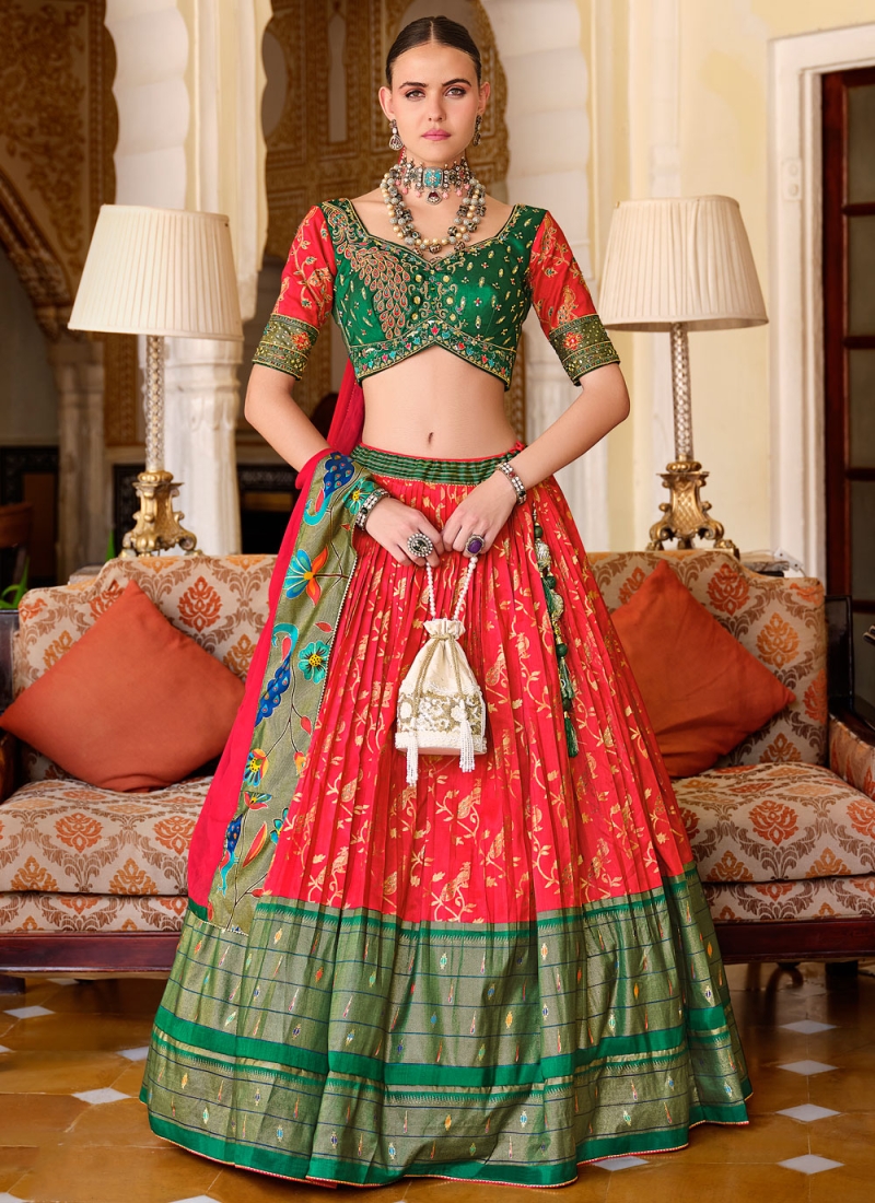 Red Reception Readymade Lehenga Choli