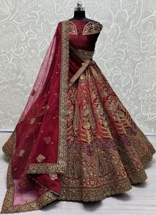 Red Thread Wedding Trendy Designer Lehenga Choli