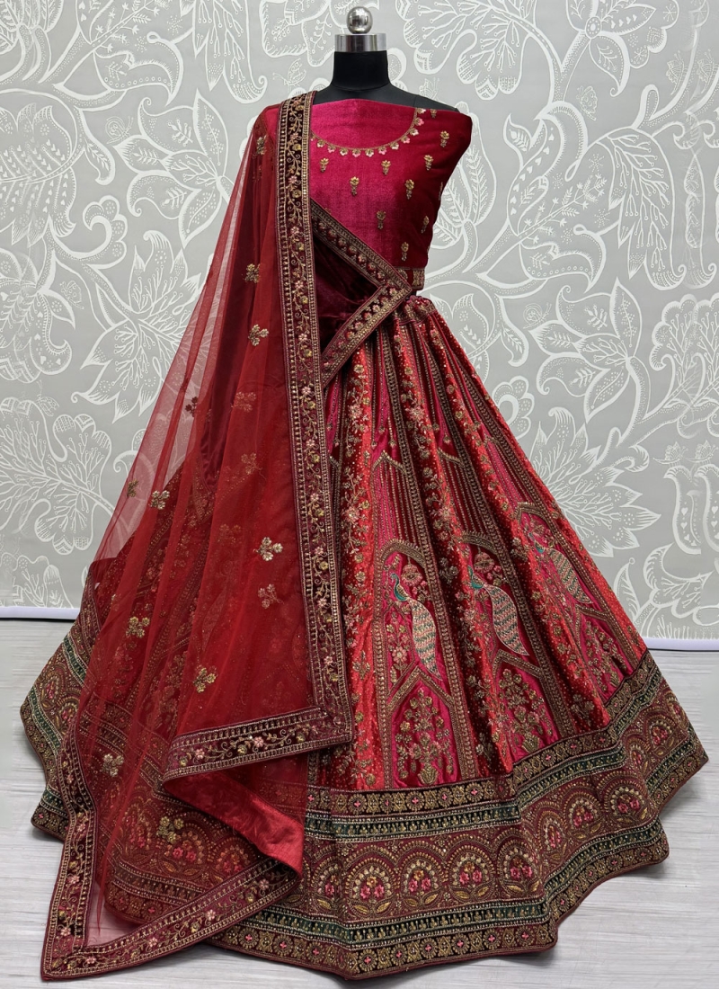 Red Velvet Dori Work Designer Lehenga Choli