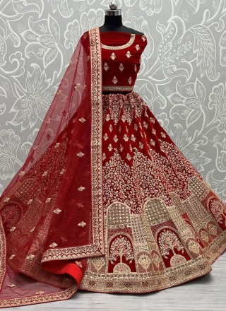 Red Velvet Wedding Lehenga Choli