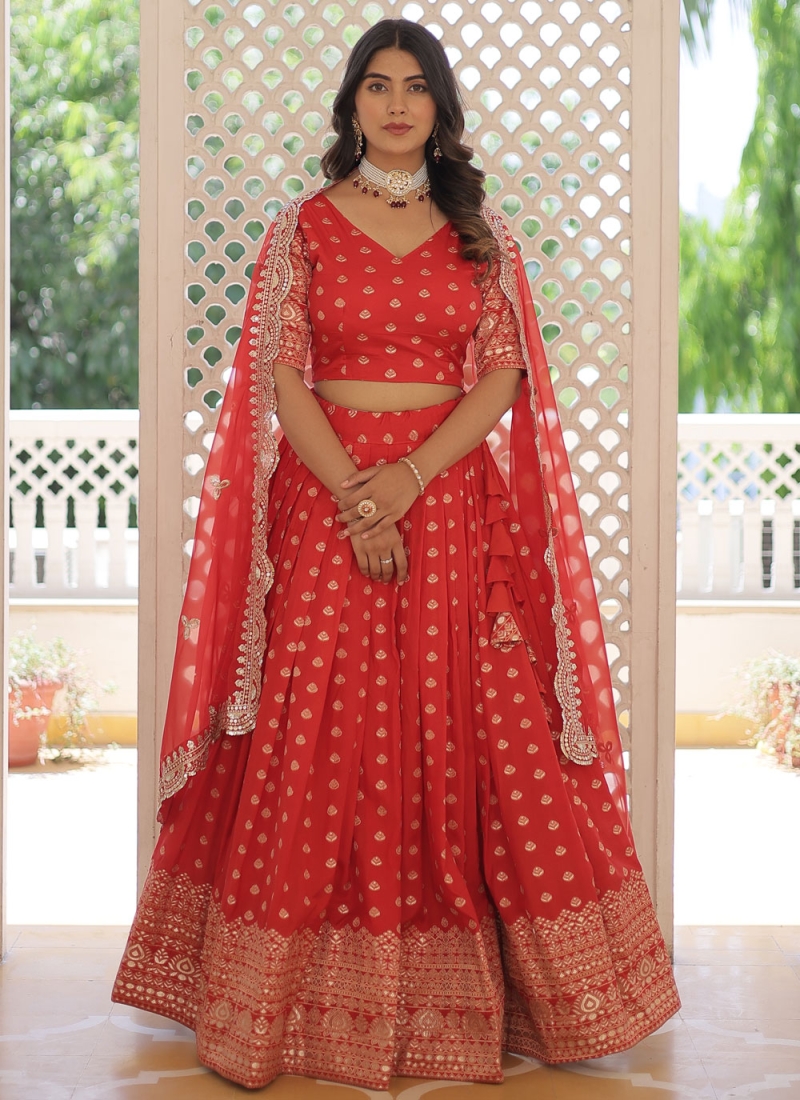 Red Viscose Lehenga Choli