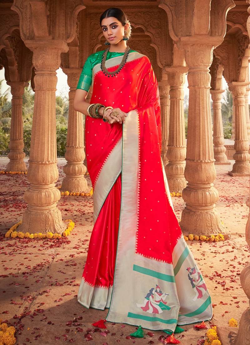 Red Saree | Buy Indian Red Color Sarees Online | KalaNiketan