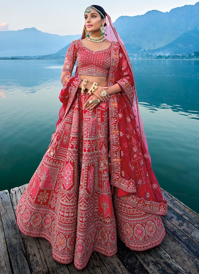 Red Zari Wedding Trendy Lehenga Choli