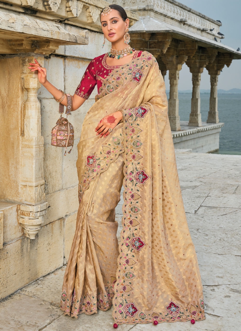 Regal Kanjivaram Silk Cream Traditional Saree