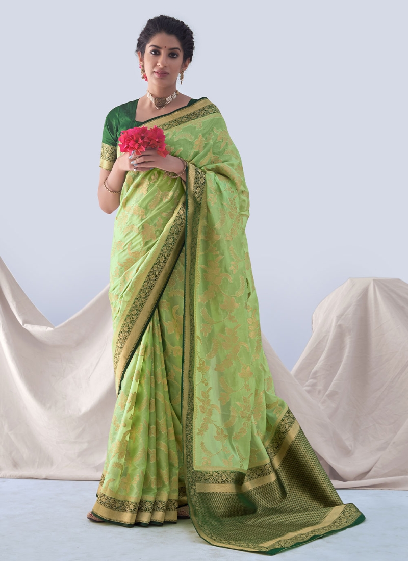 Buy Organza Pink Weaving Saree (NWSA-6117) Online