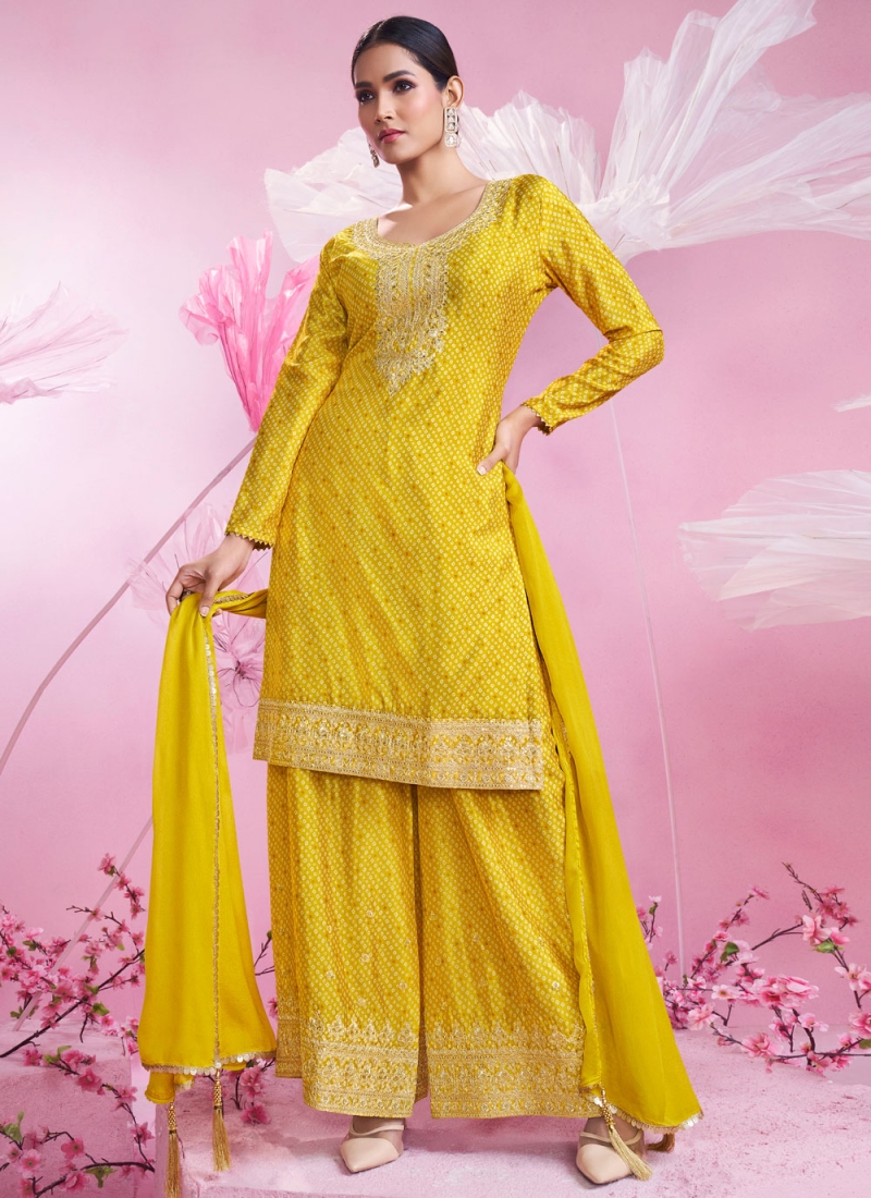 Regal Yellow Sangeet Trendy Salwar Kameez