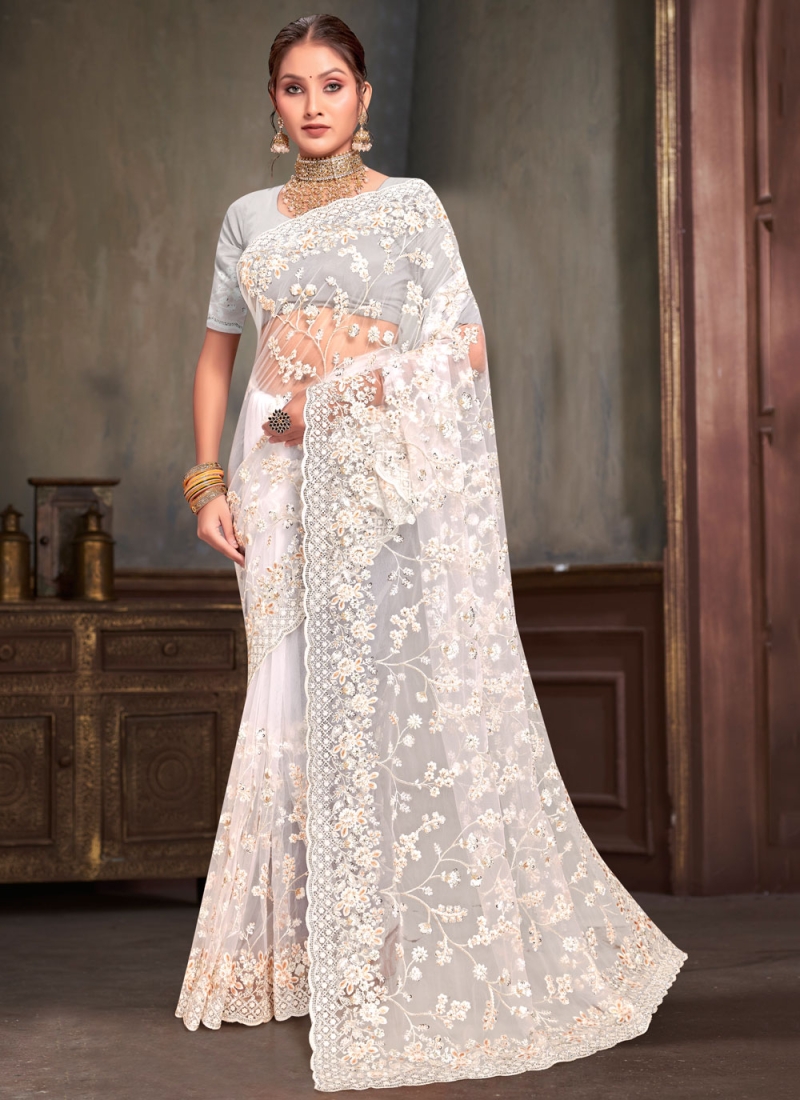 Remarkable Sequins Net Classic Saree