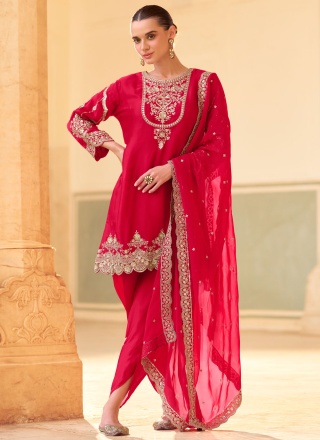 Remarkable Zari Rani and Red Designer Salwar Kameez 