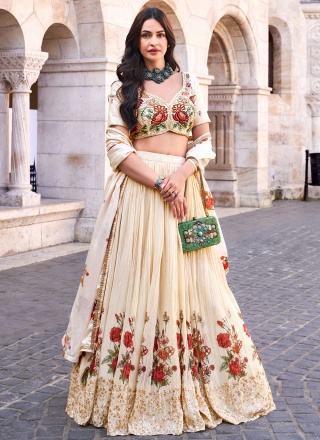 Resplendent Cream Designer Lehenga Choli