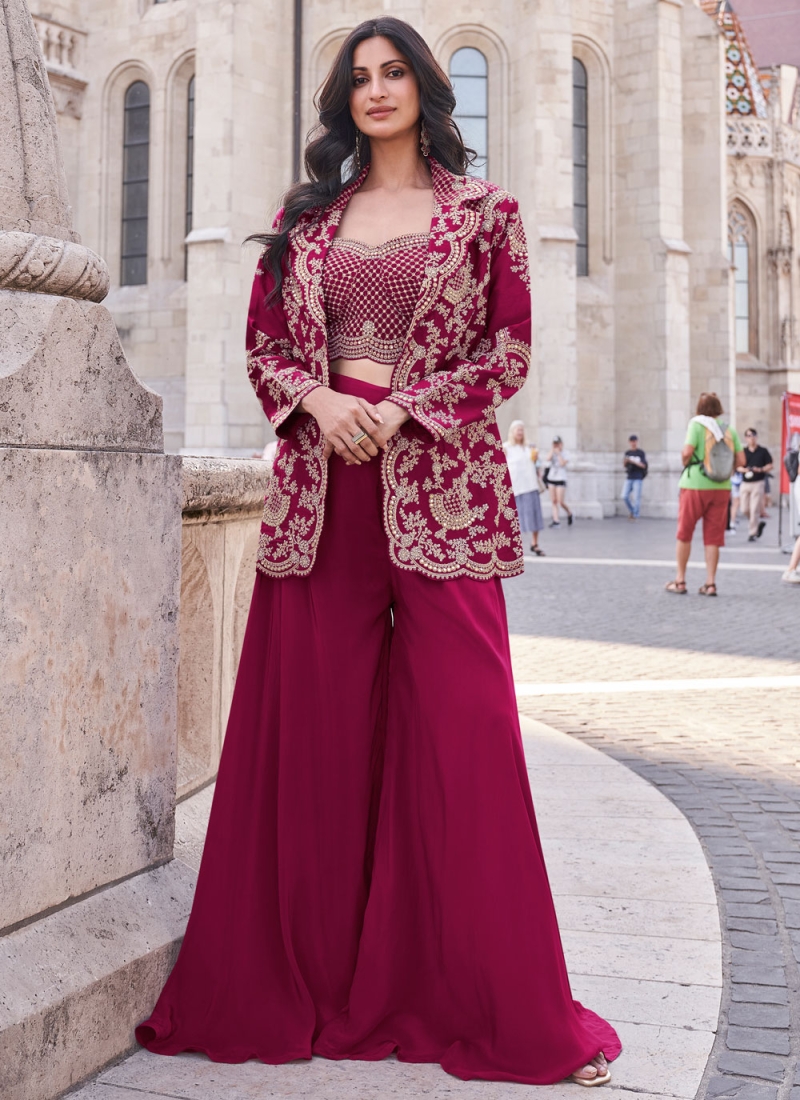 Riveting Pink Designer Palazzo Salwar Kameez