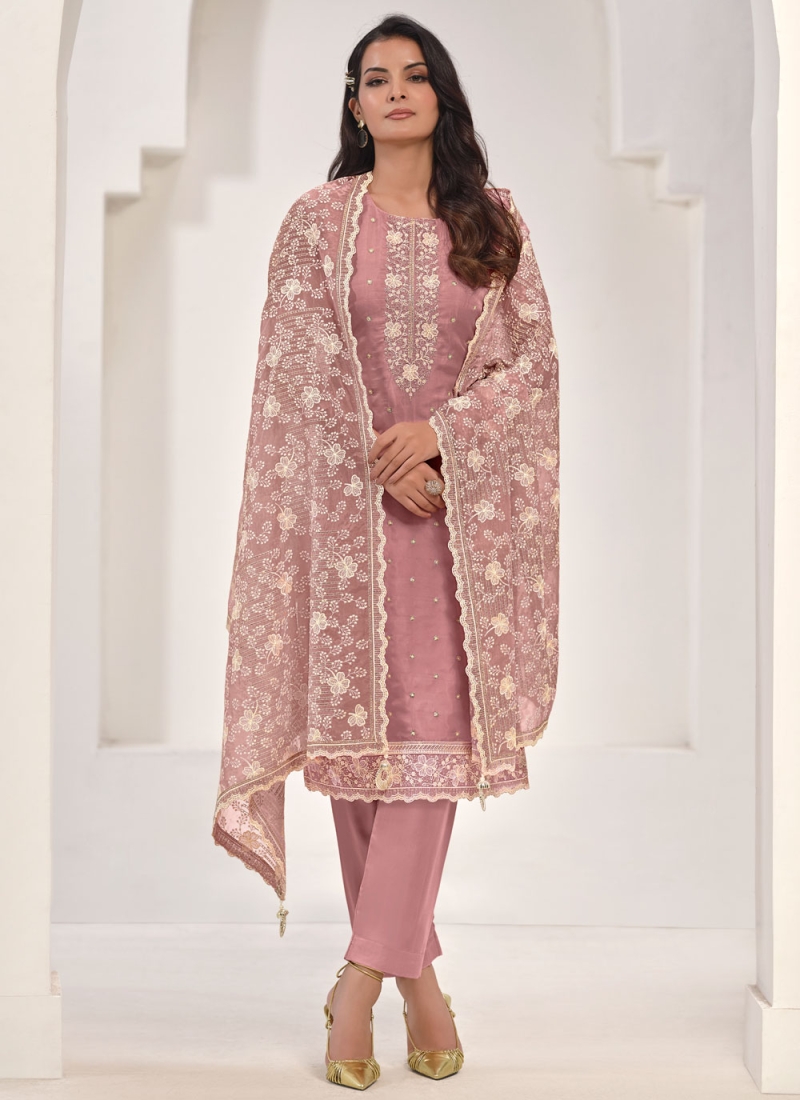 Rose Pink Embroidered Ceremonial Salwar Kameez