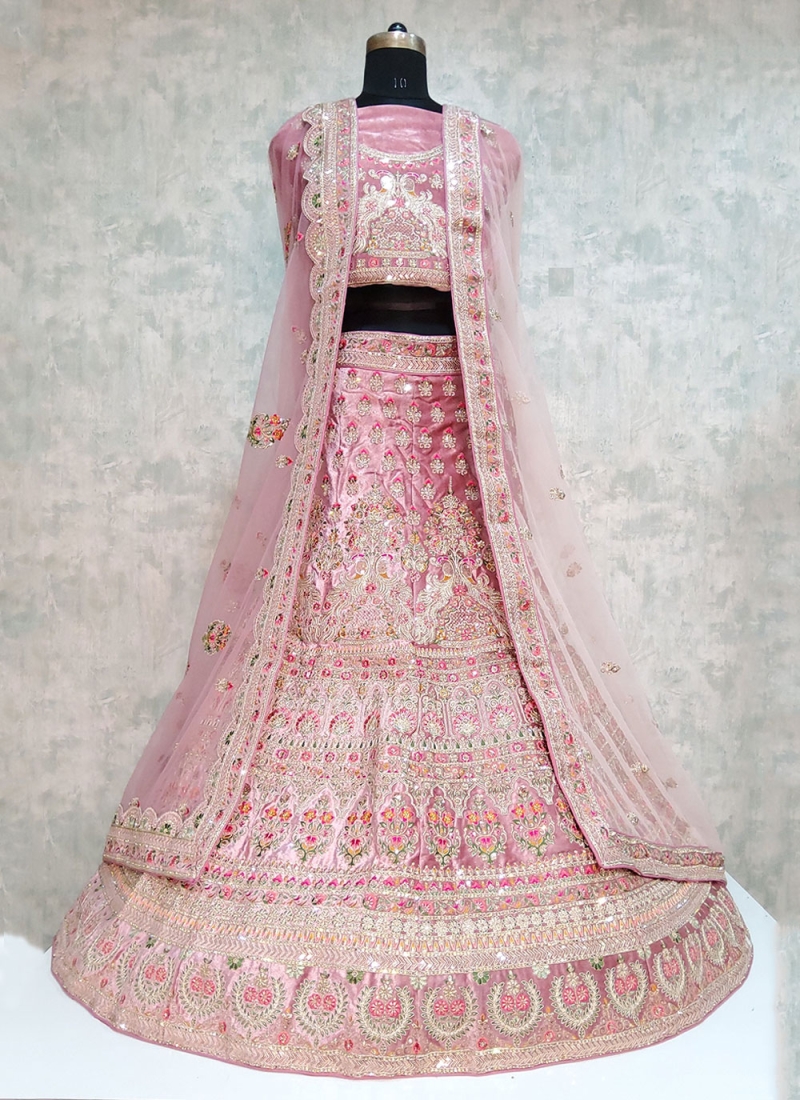 Rose Pink Embroidered Trendy Lehenga Choli