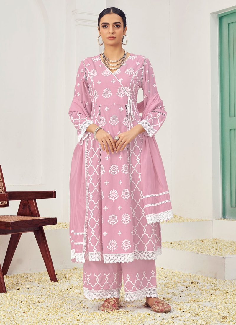 Rose Pink Embroidered Trendy Salwar Kameez