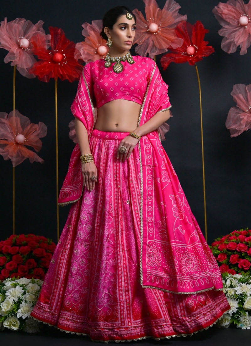 Rose Pink Sequins Engagement Trendy Lehenga Choli