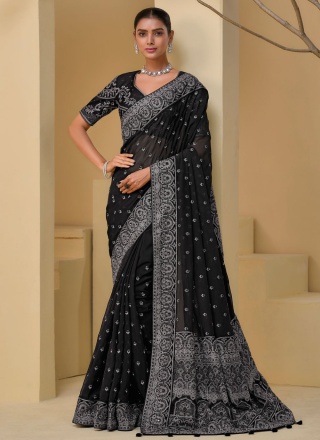 Ruritanian Mirror Banarasi Silk Black Classic Saree