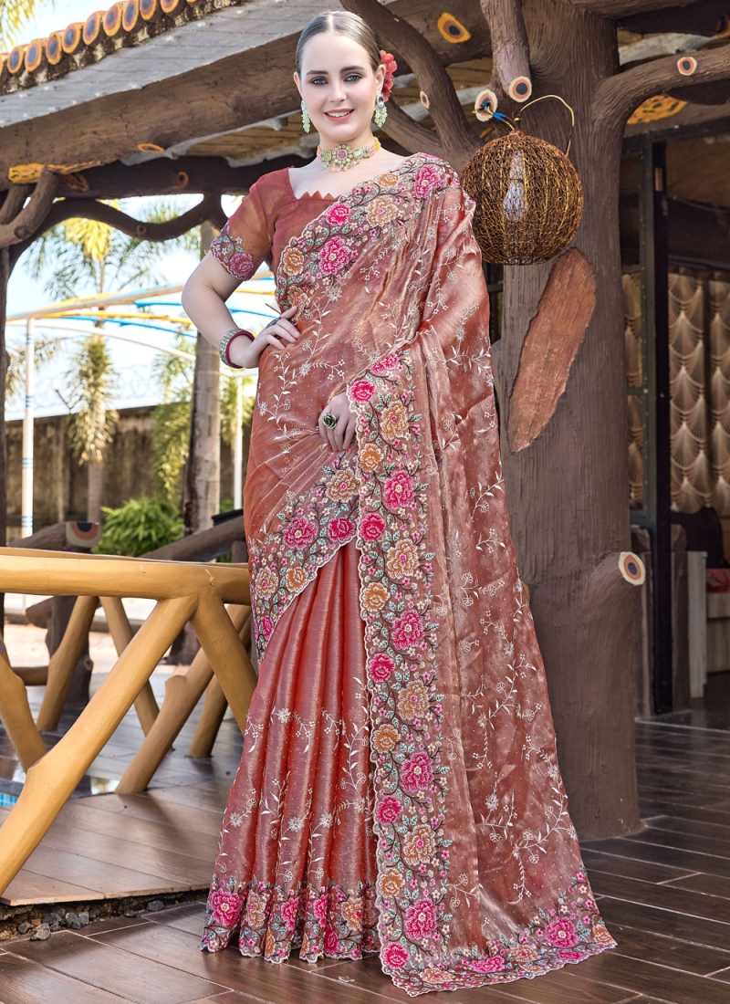 Rust Color Classic Saree