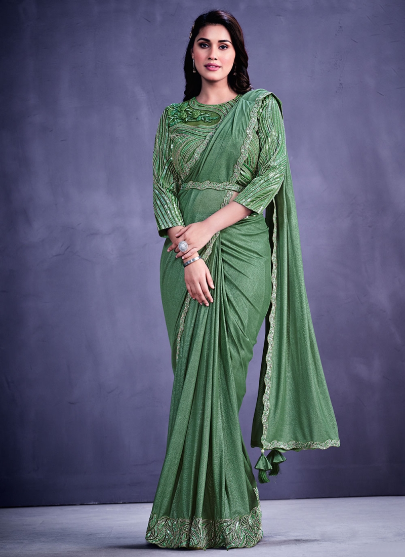 Buy Aksharam Solid/Plain Bollywood Chiffon Dark Green Sarees Online @ Best  Price In India | Flipkart.com